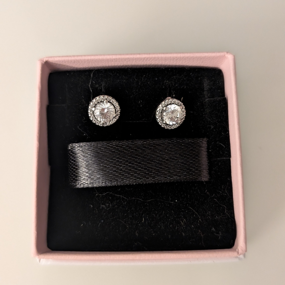 Pandora Sparkling Silver Halo Earrings